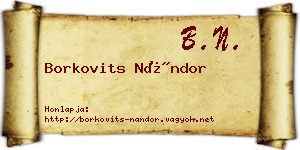 Borkovits Nándor névjegykártya